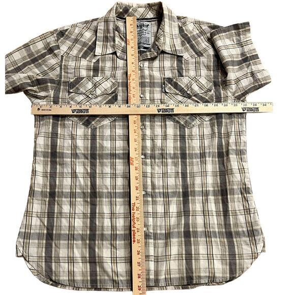 Levi Strauss & Co Two Horse Brand Western Pearl Snap Plaid Shirt Men’s L Cowboy - Picture 10 of 14